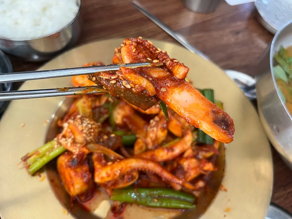 Hot pot broth, grilled squid, and rice combined together