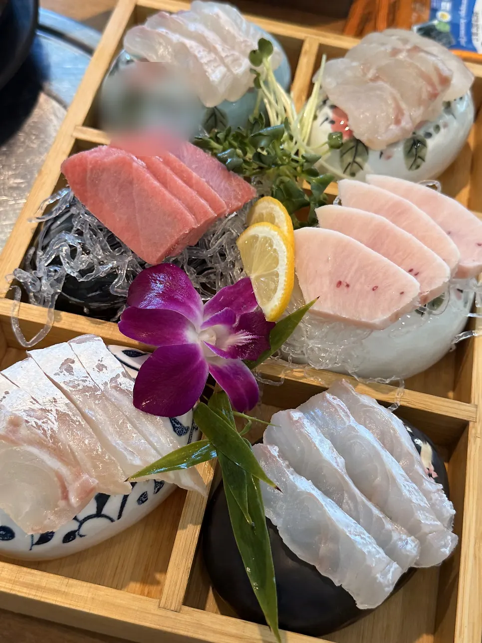 A soft piece of tuna sashimi