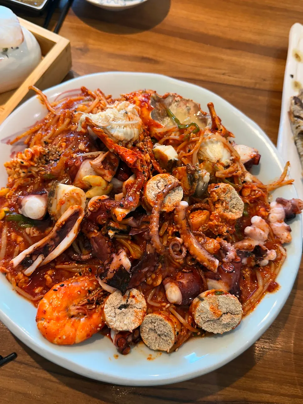 Generous portion of the seafood stew for two