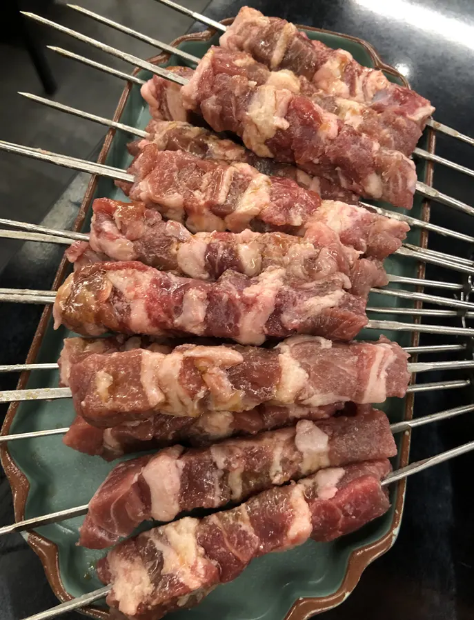 Thick chunks of meat on the wangkkochi skewer