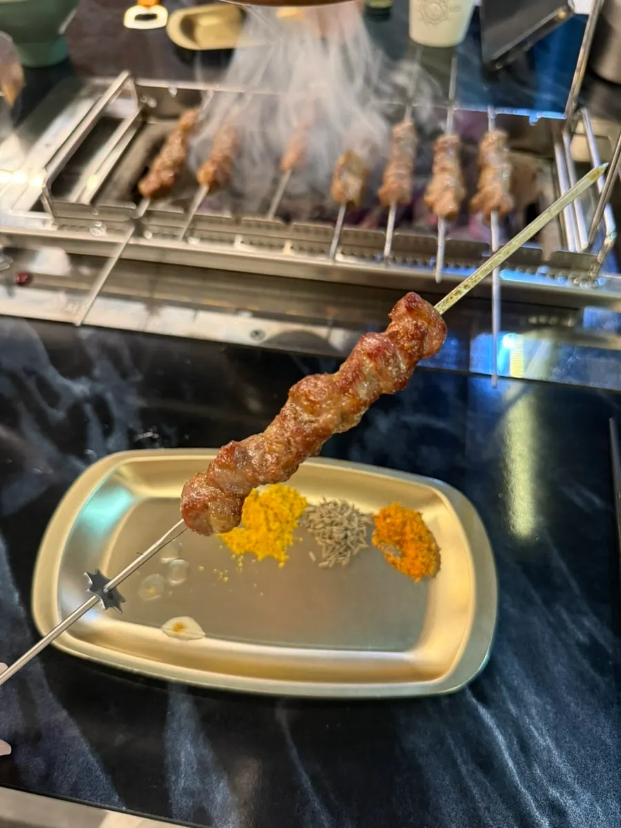Close-up of tender yangdeungsim skewer