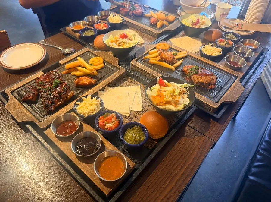 Table sharing all three barbecue meats