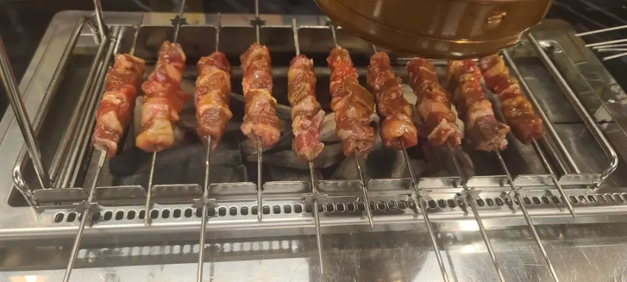 Giant lamb skewers with large meat chunks