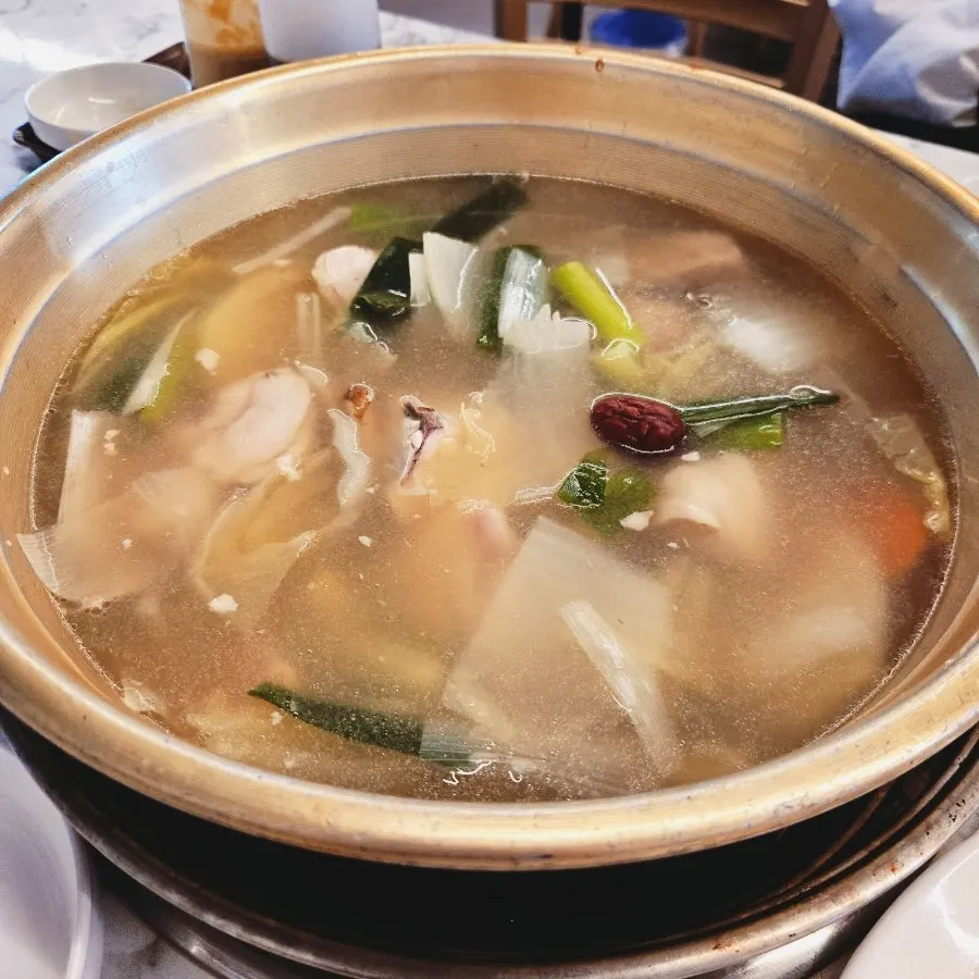 Dak hanmari broth bubbling away