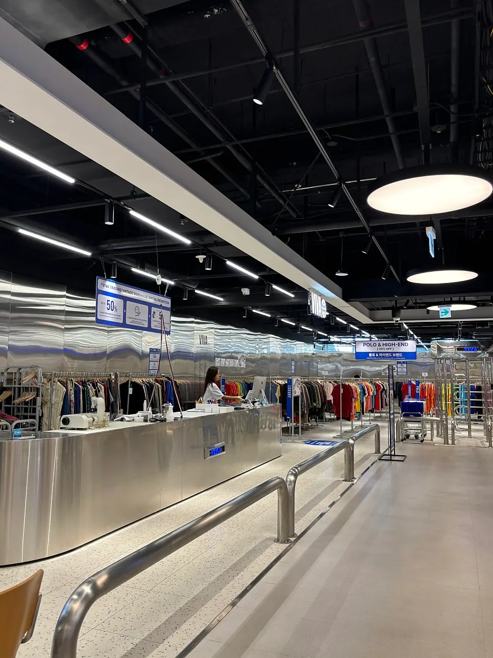 Spacious vintage clothing store at Viva Trade