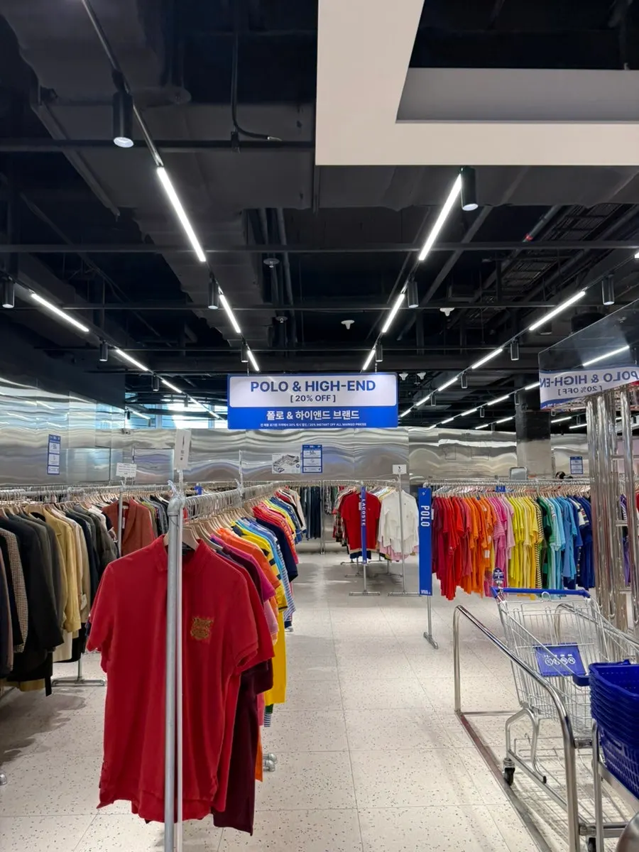 Display of vintage clothing items