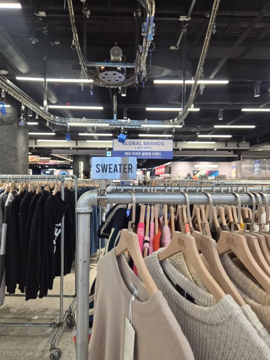 Winter vintage sweaters and hoodies on display