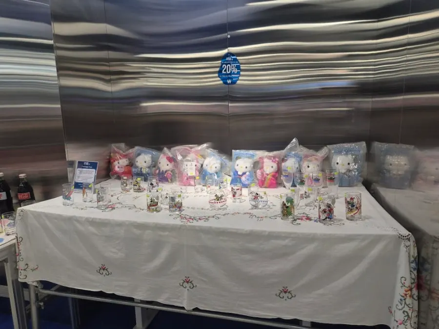 Display shelf full of Kitty goods in the Kitty zone