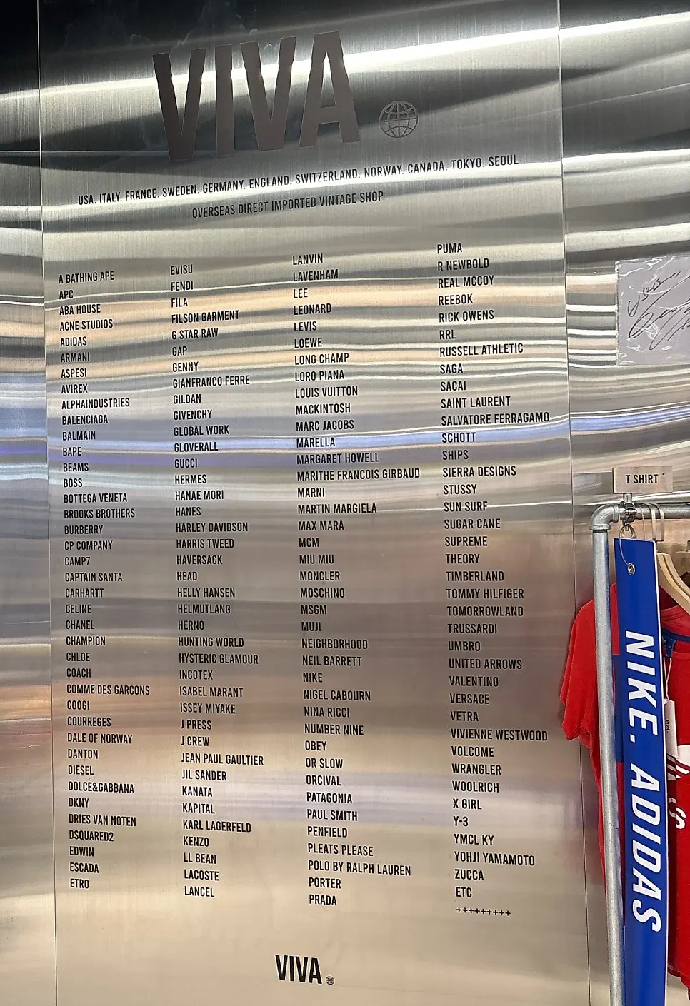 Store section map and list of brands carried