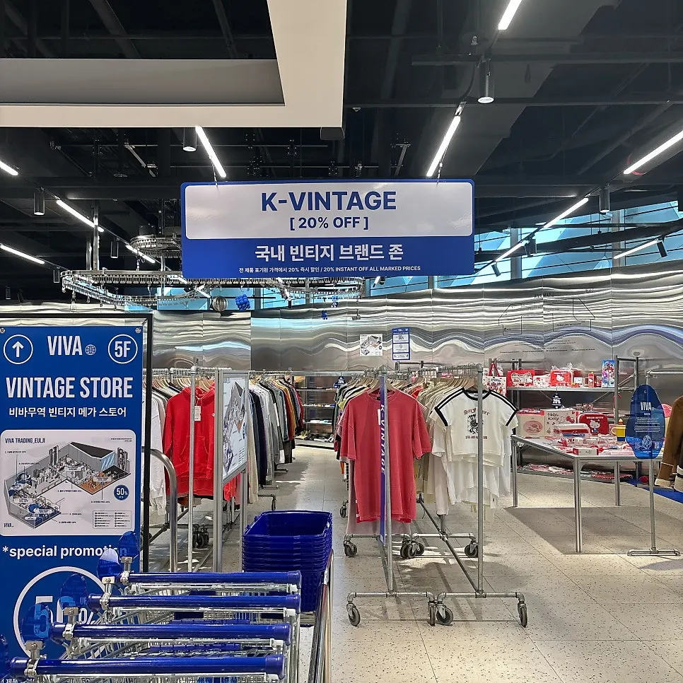 Display of vintage domestic Korean brand clothing