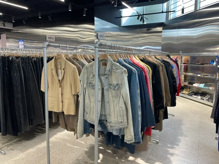 Display section of luxury vintage clothing