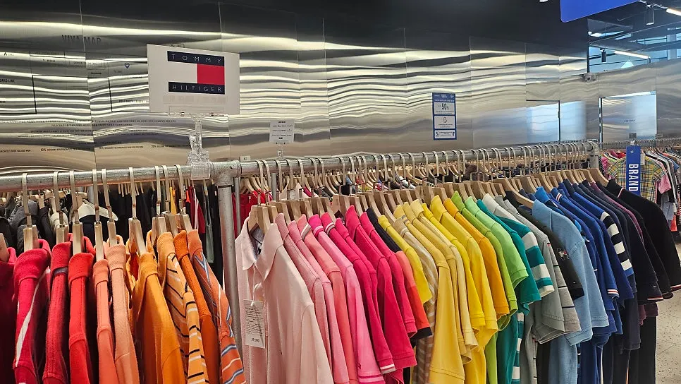 Aisle packed with vintage clothing