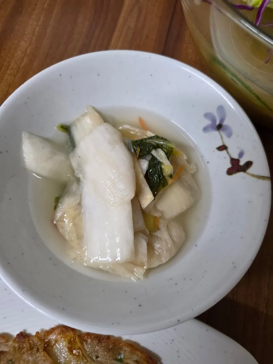결대로 찢은 닭고기와 야채