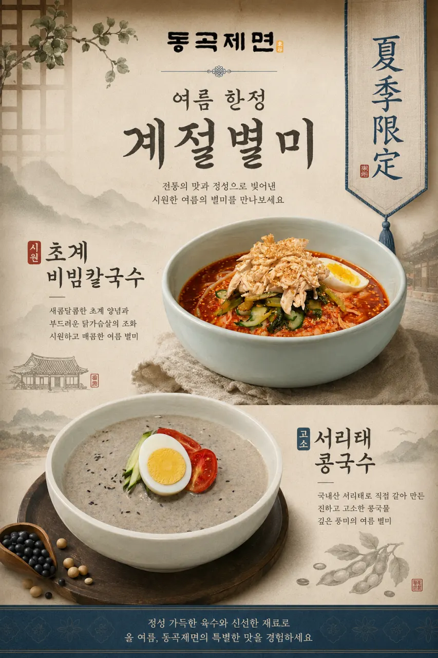Donggok Jemyeon menu signage