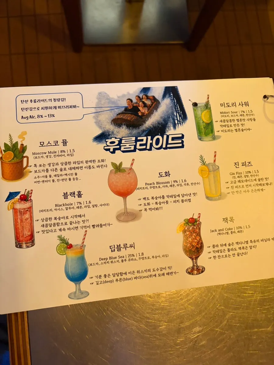 Big Tail cocktail menu