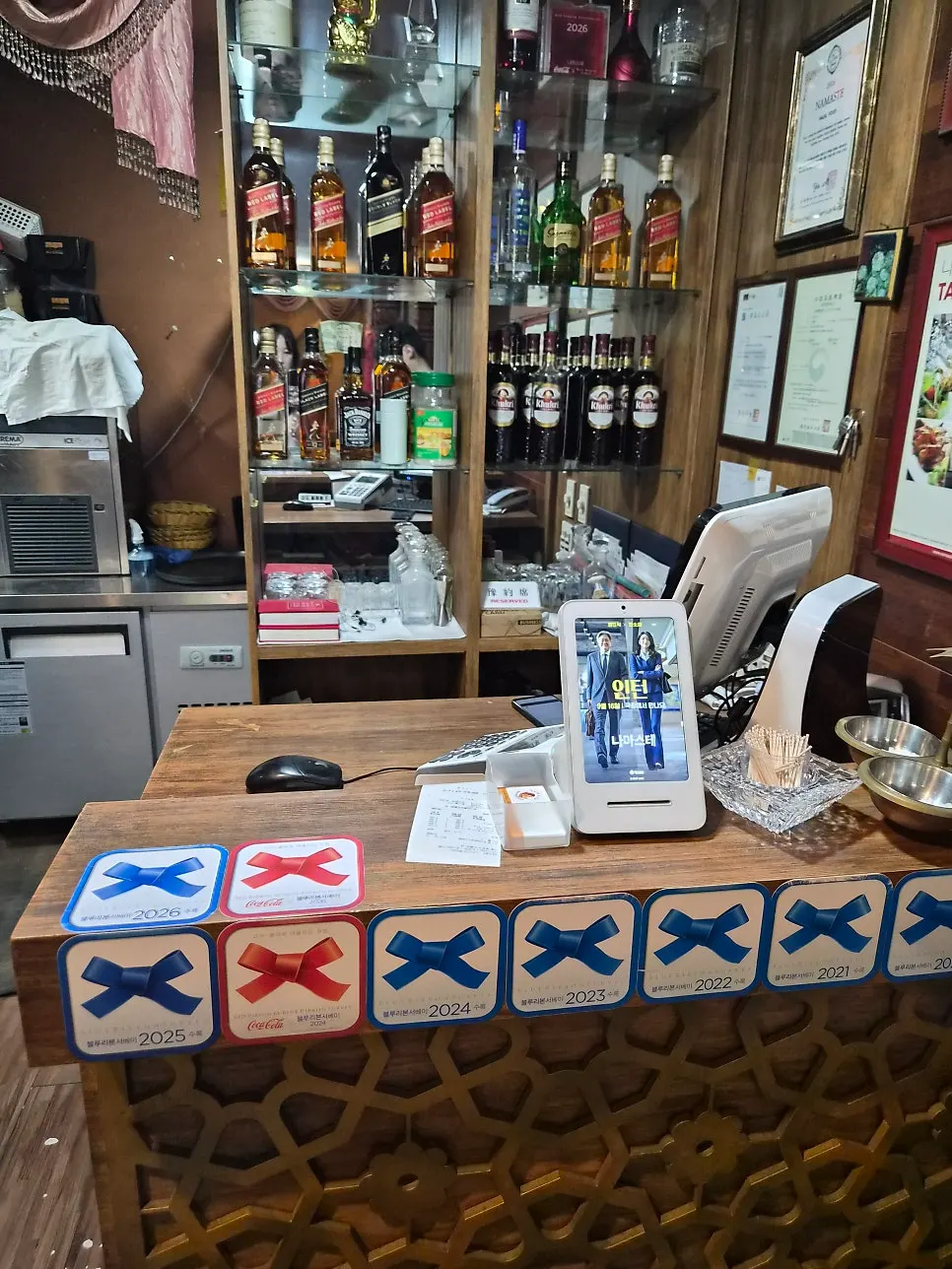 Blue Ribbon selection sticker displayed at the restaurant
