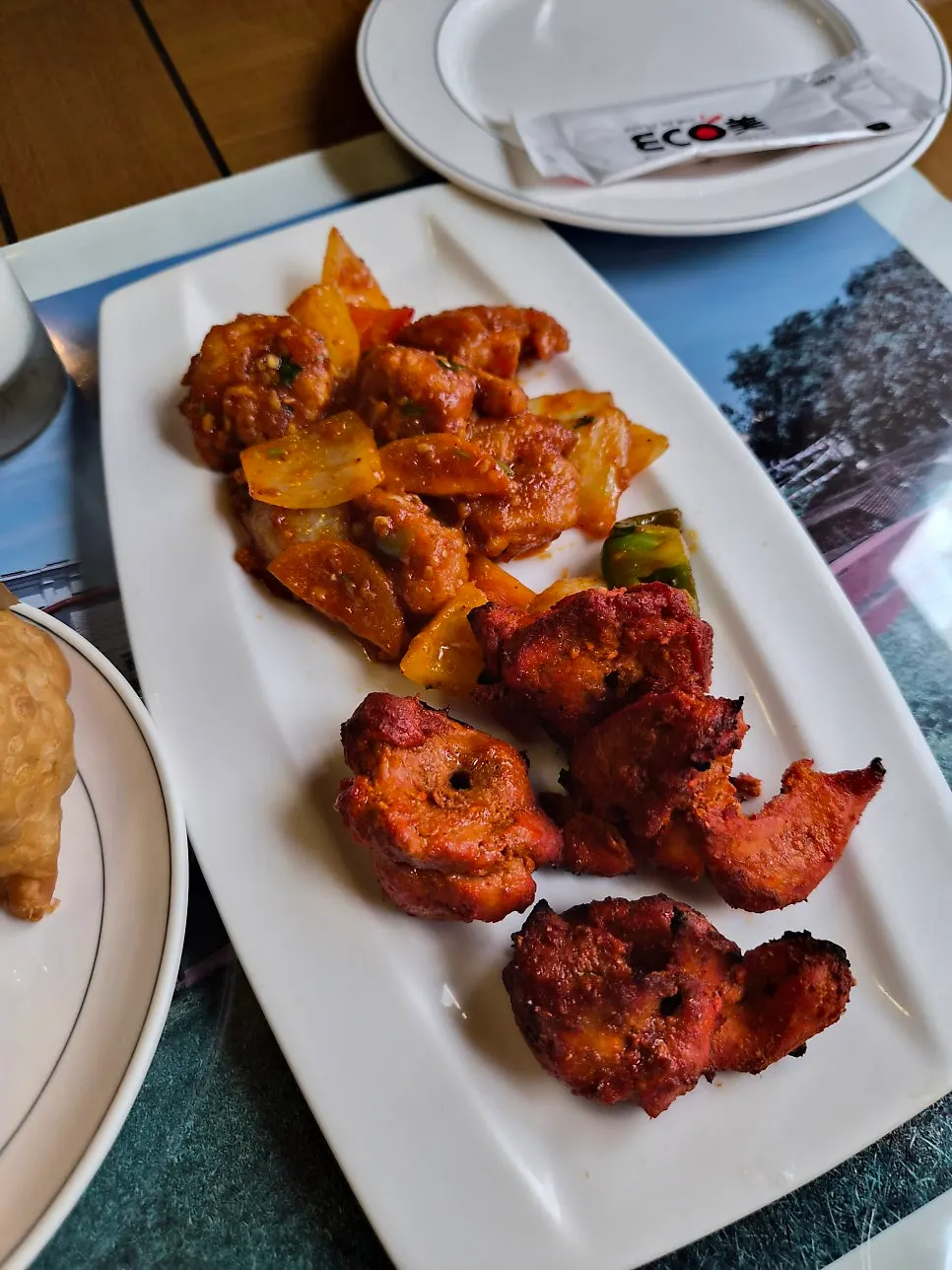 Plate of boneless tandoori chicken