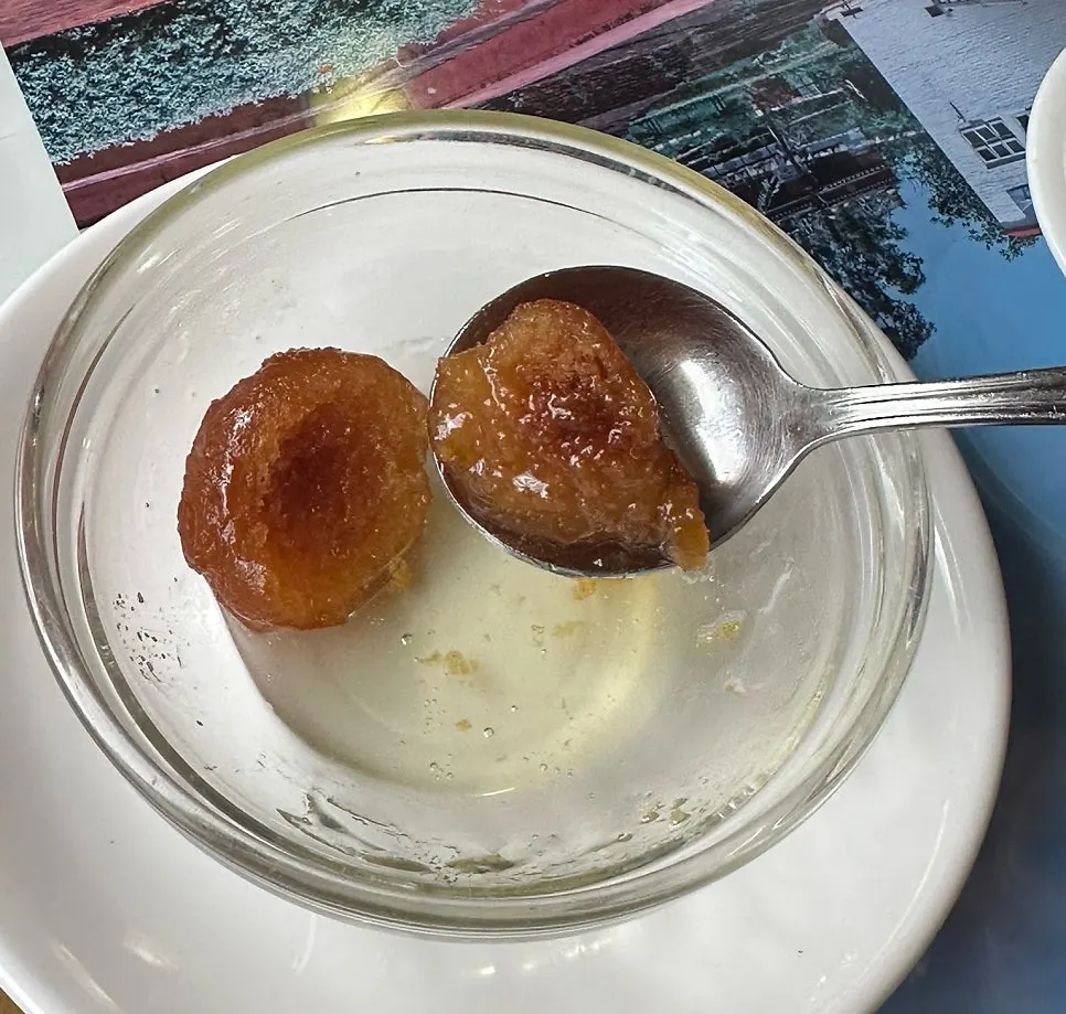 Gulab jamun, an Indian dessert soaked in syrup
