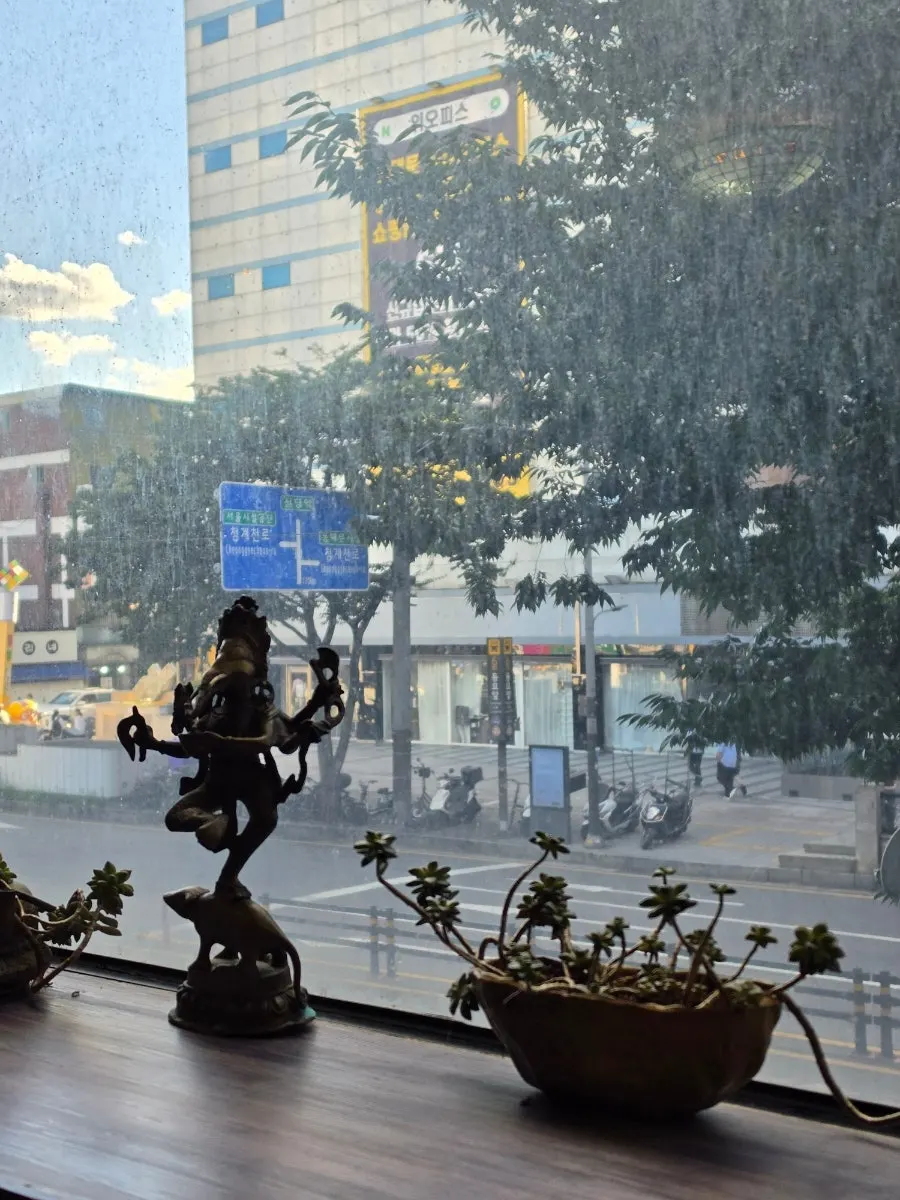 2nd floor window seat overlooking the Dongmyo streetscape