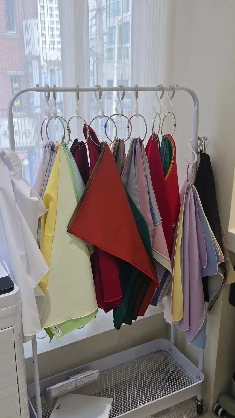 Colored fabric swatches used to check personal color
