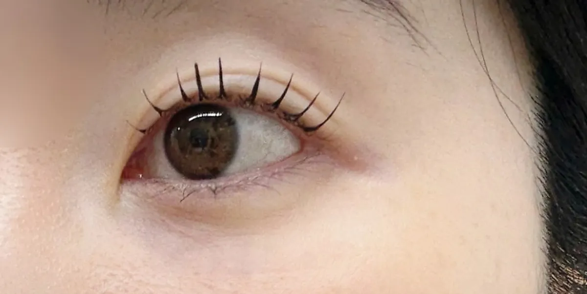 Sharply lifted L-shaped lash lift result
