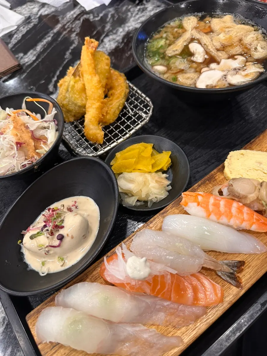 Close-up of the sushi plate from the upgraded set