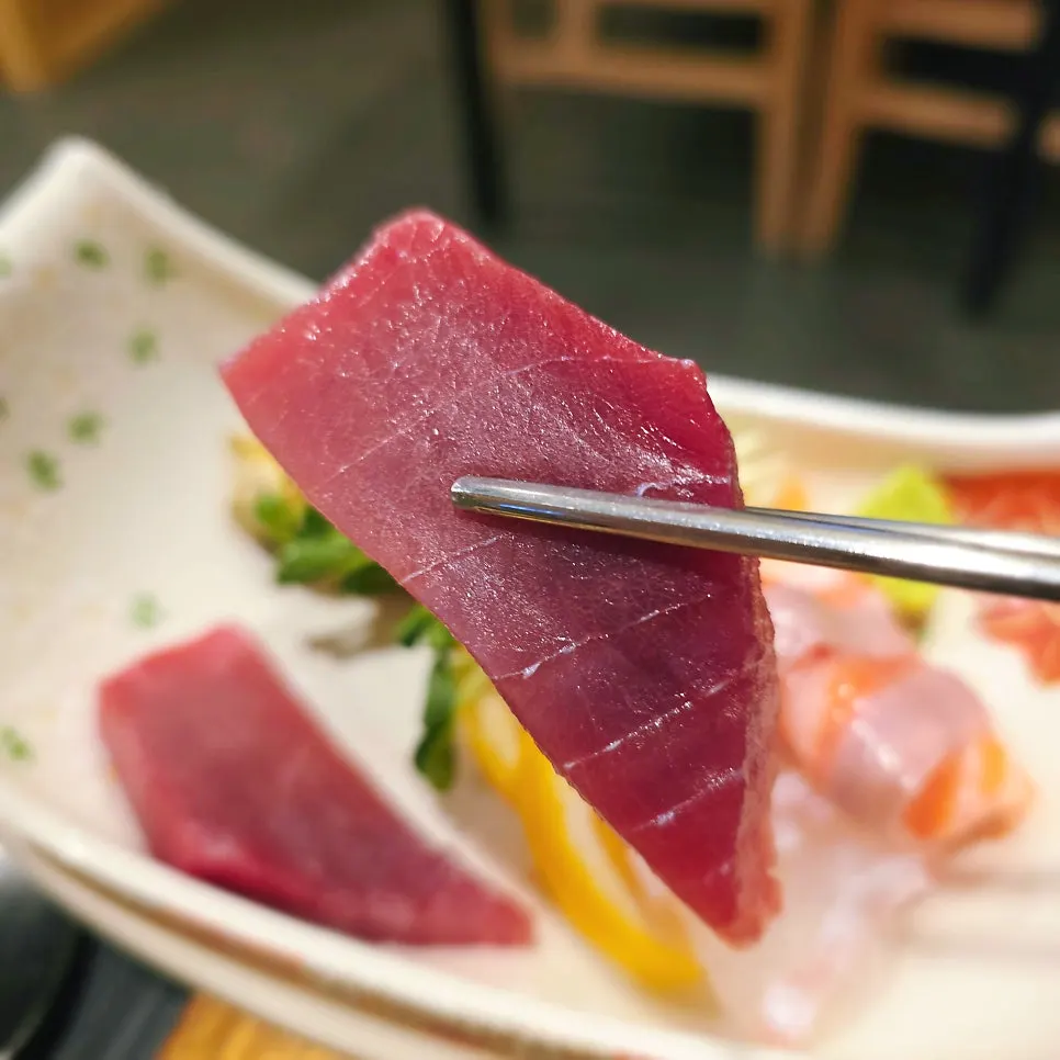 Salmon, flounder, and abalone sashimi