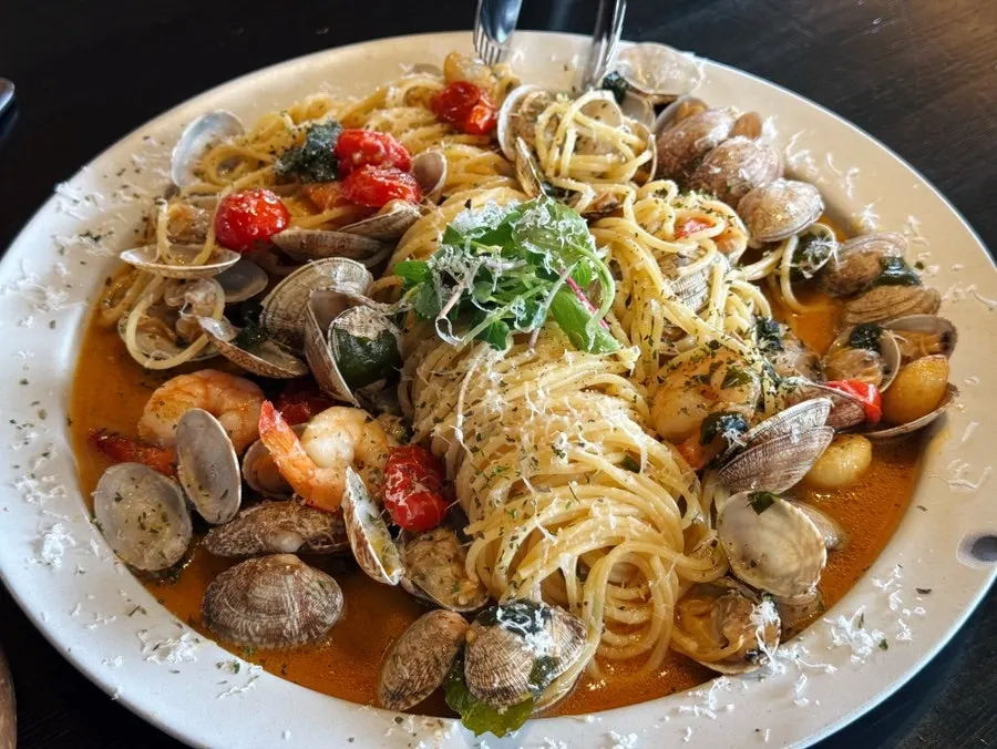 Full plate of Sea Village Pasta