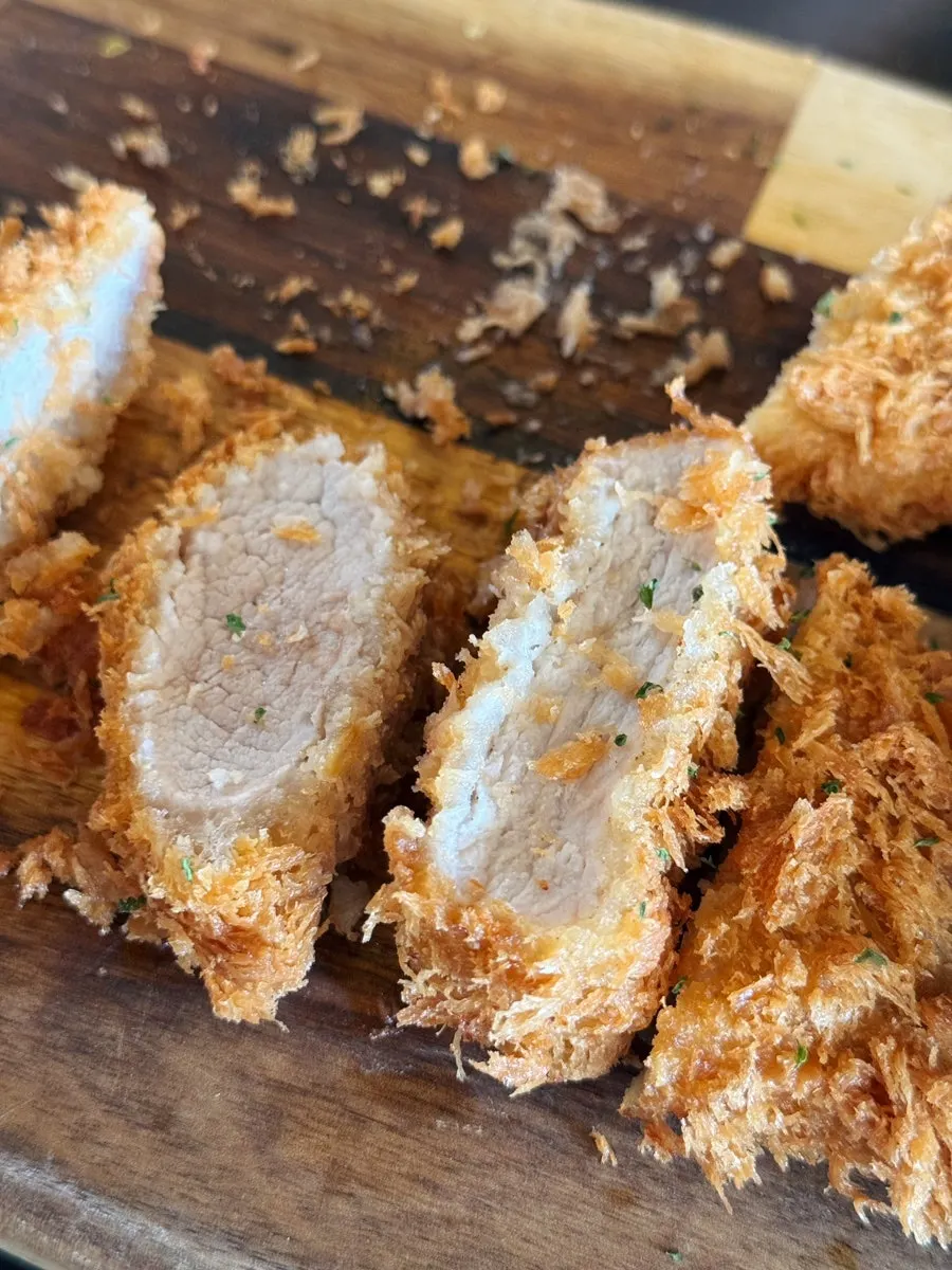 Cross-section of tenderloin and ribeye katsu