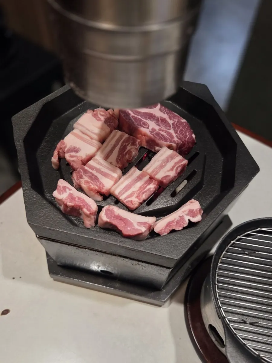 Raw Pork Set A meat arranged on a long plate