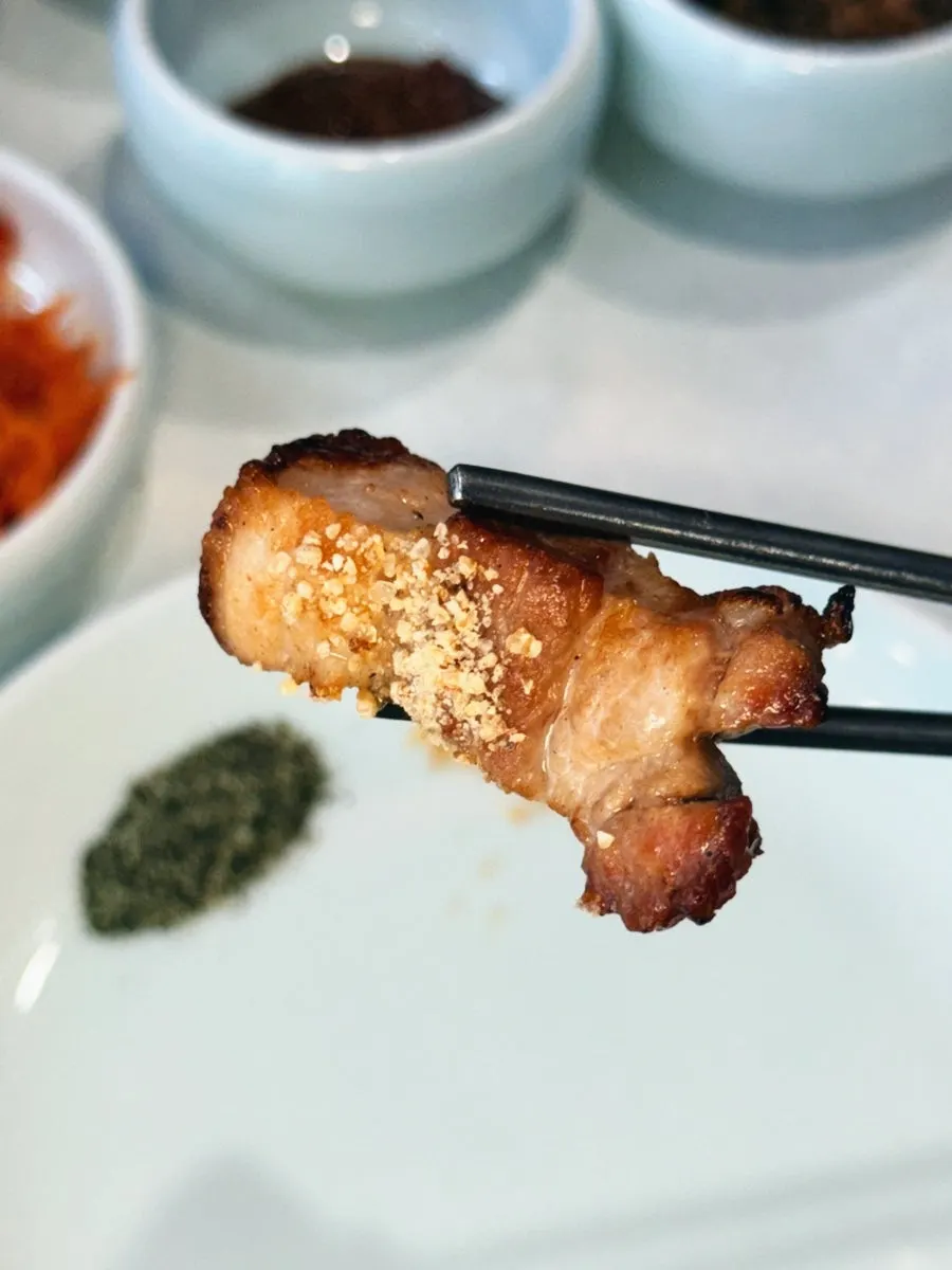 Browned, cross-aged pork belly