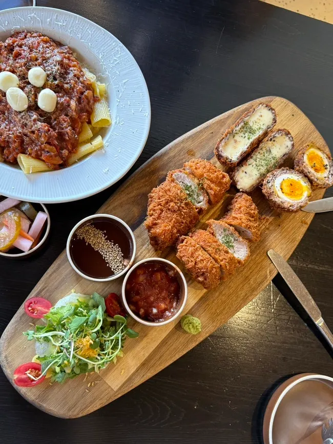 Cross-section of a crispy fried katsu