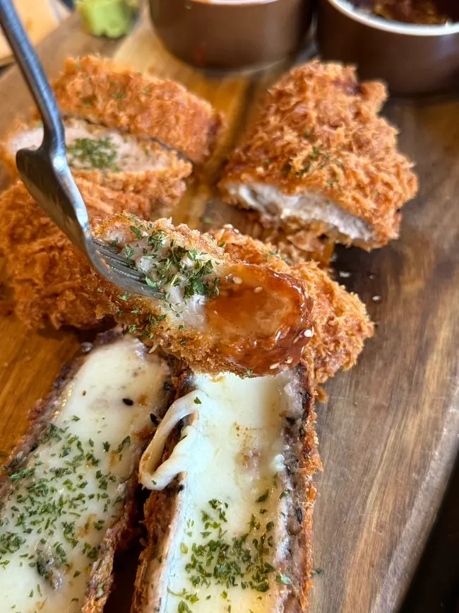 Tenderloin katsu with sauce and wasabi on the side