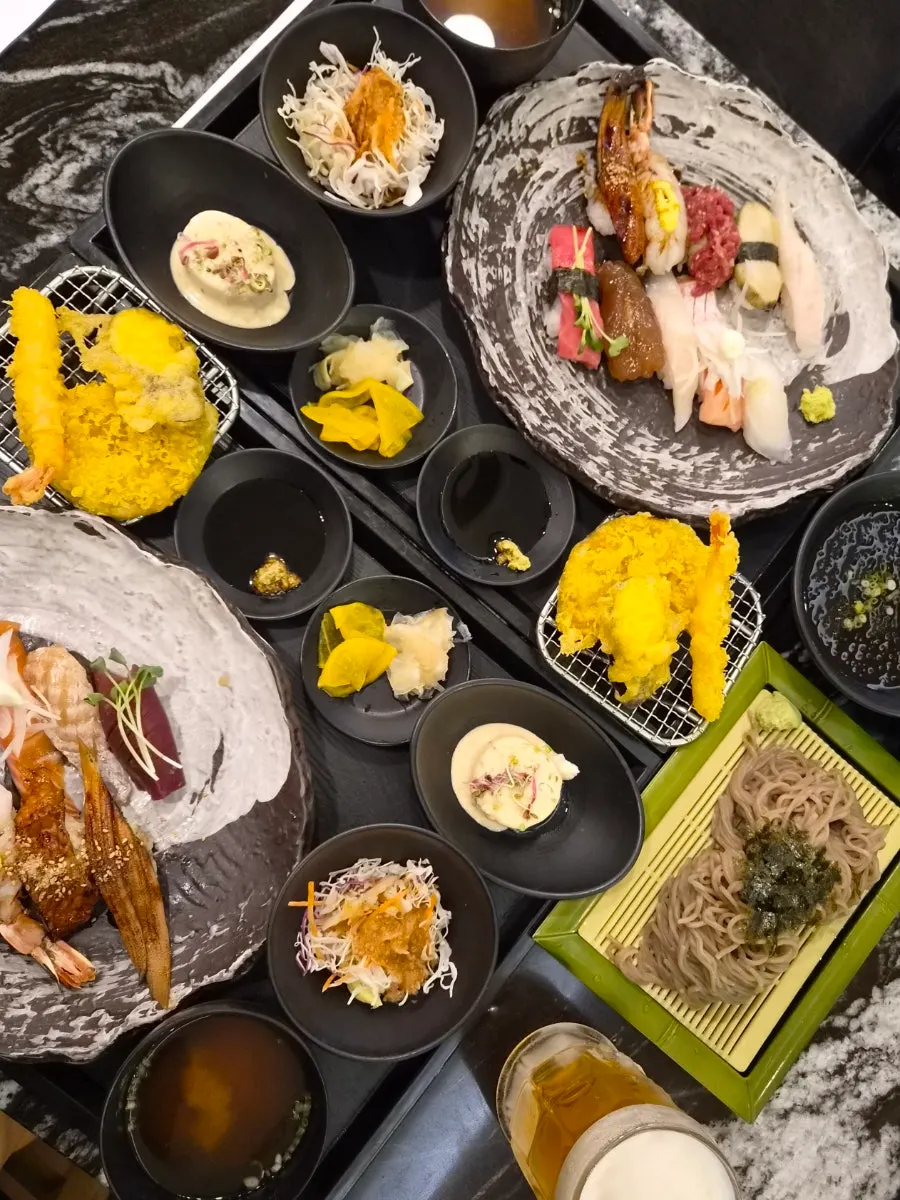 Signature sushi spread at Moshi Moshi Sushi in Dongnae Lotte Department Store