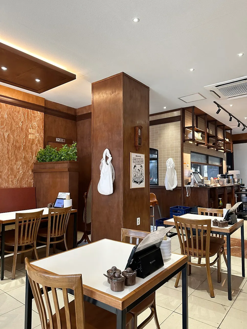 Wood-tone interior of Donggok Jemyeon