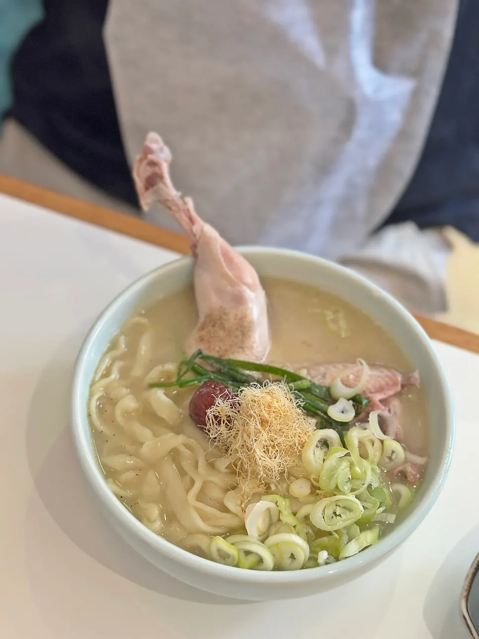 A bowl of Donggok Jemyeon's super-concentrated samgye kalguksu