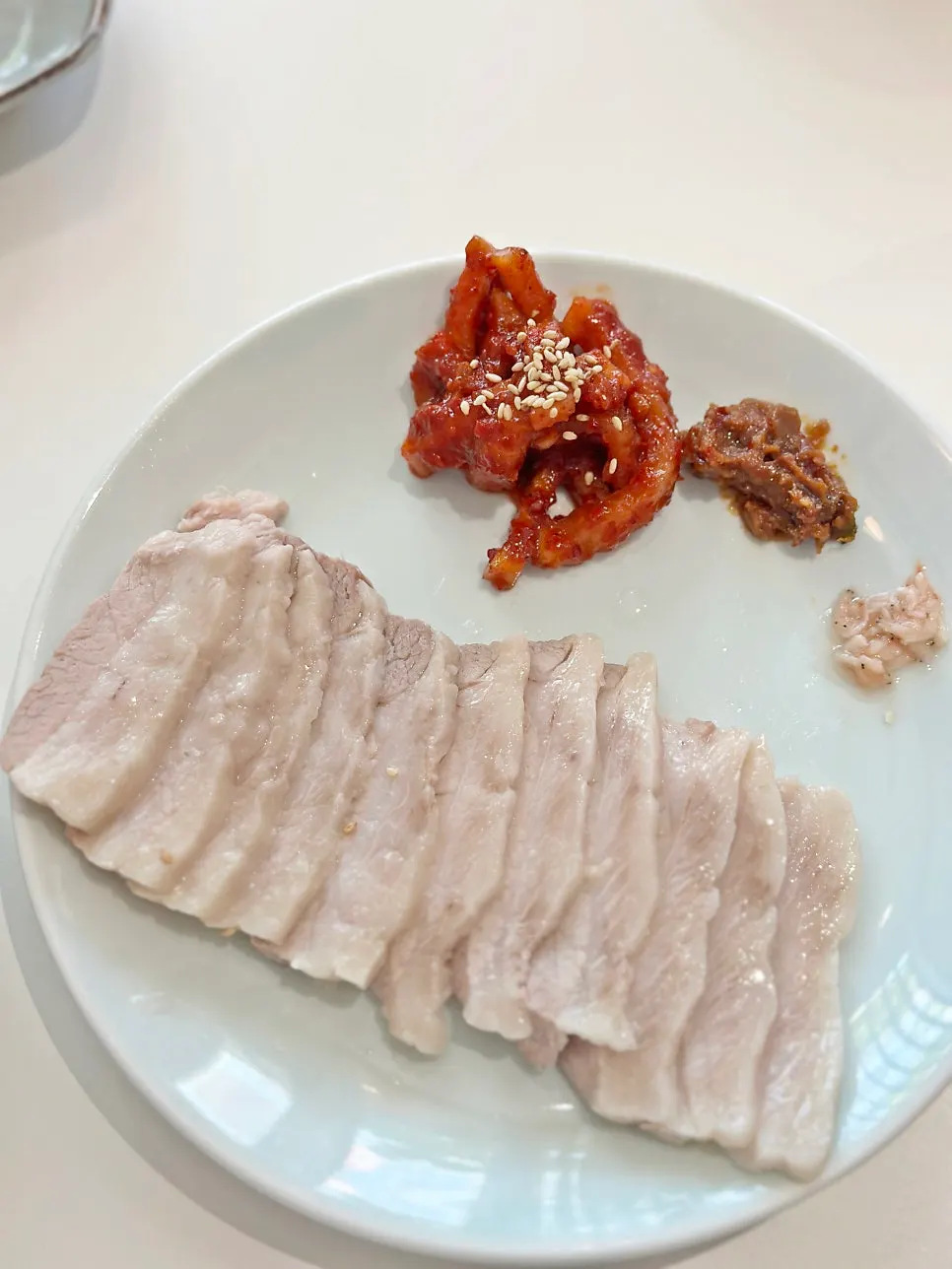 A half plate of gabrisal pork suyuk served at the table