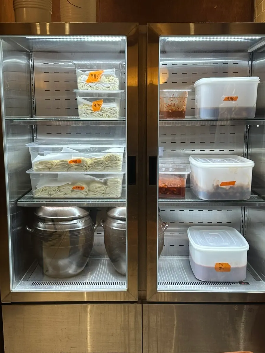 Homemade fresh noodles stored in the fridge