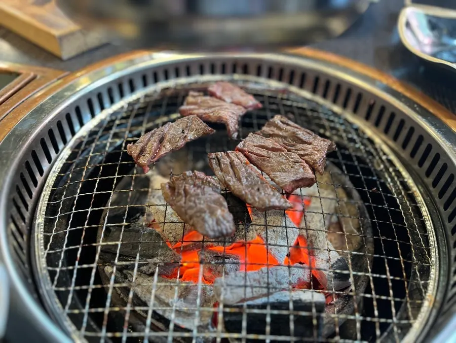 Doenjang sulbap served alongside the grilled beef spread