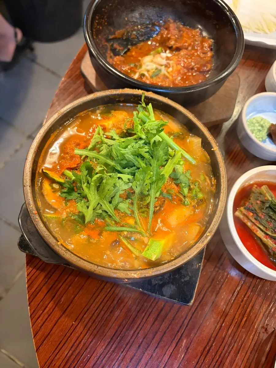 Doenjang stew with tofu and squash