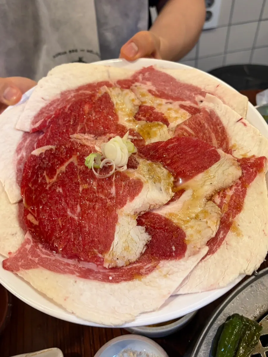 An added serving of chadolbagi (sliced beef brisket)