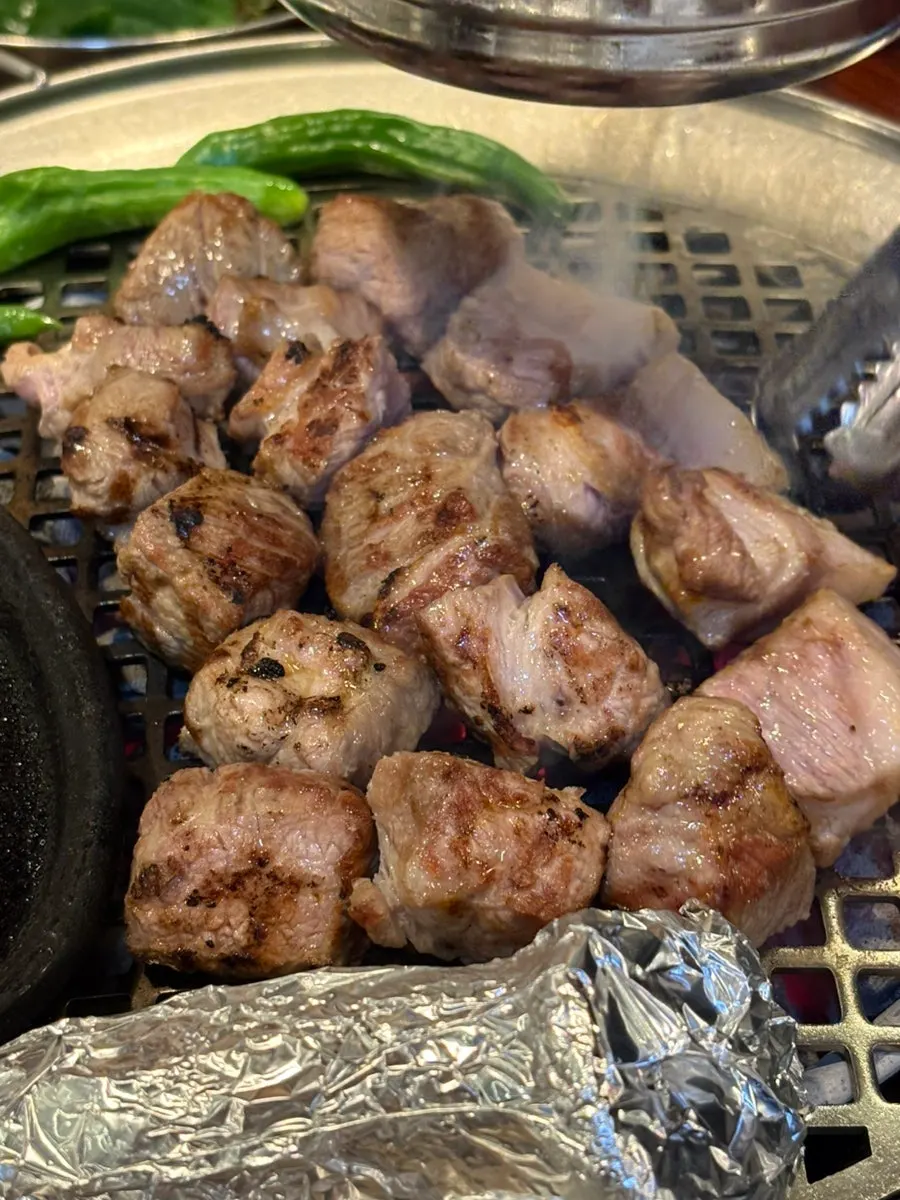 Juicy mushrooms grilled alongside the meat