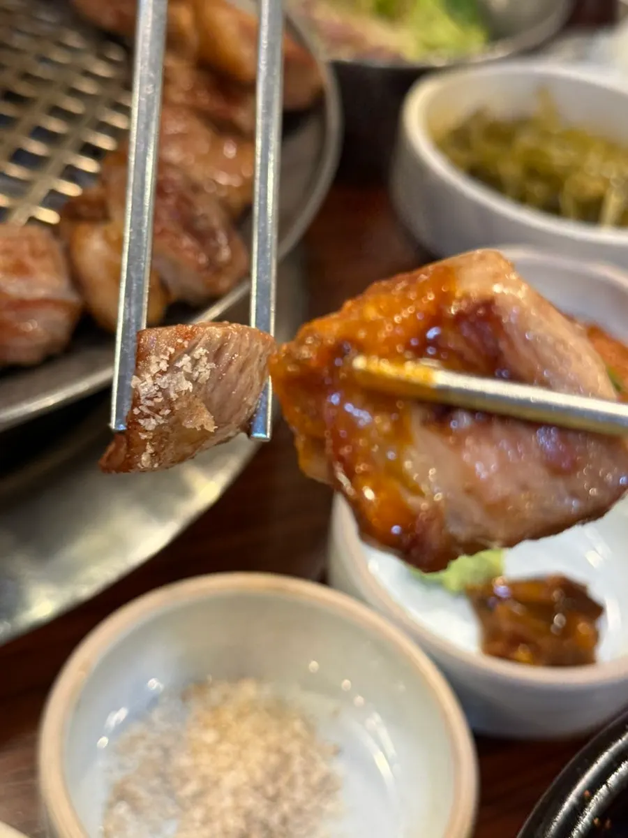 Thick pork dipped in salt