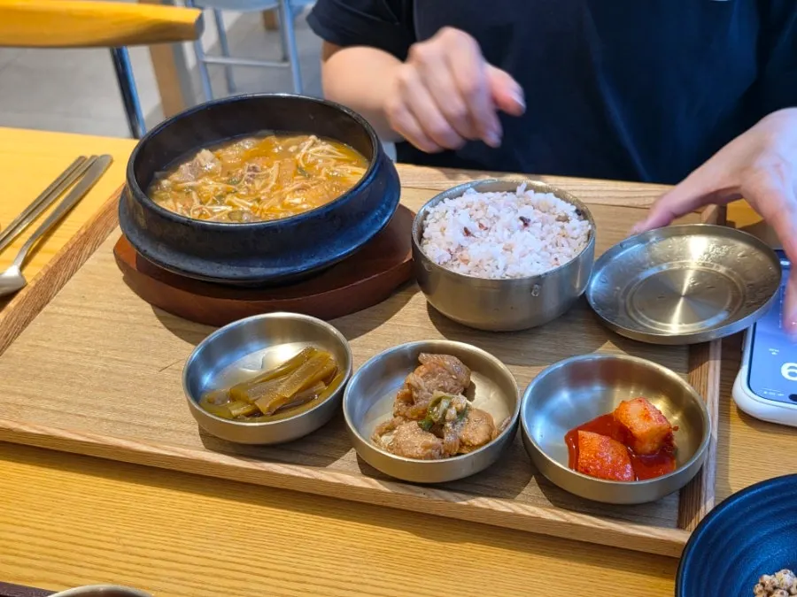 Korean rice table meal delivered by a serving robot