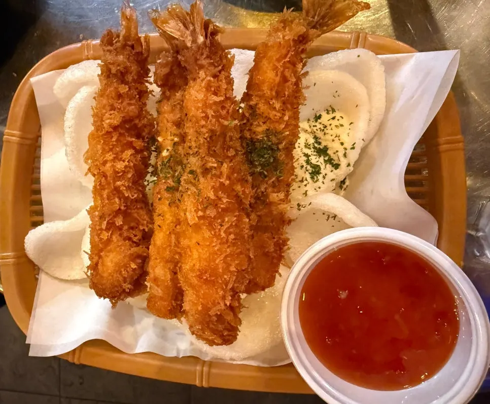 A plate of crispy fried shrimp