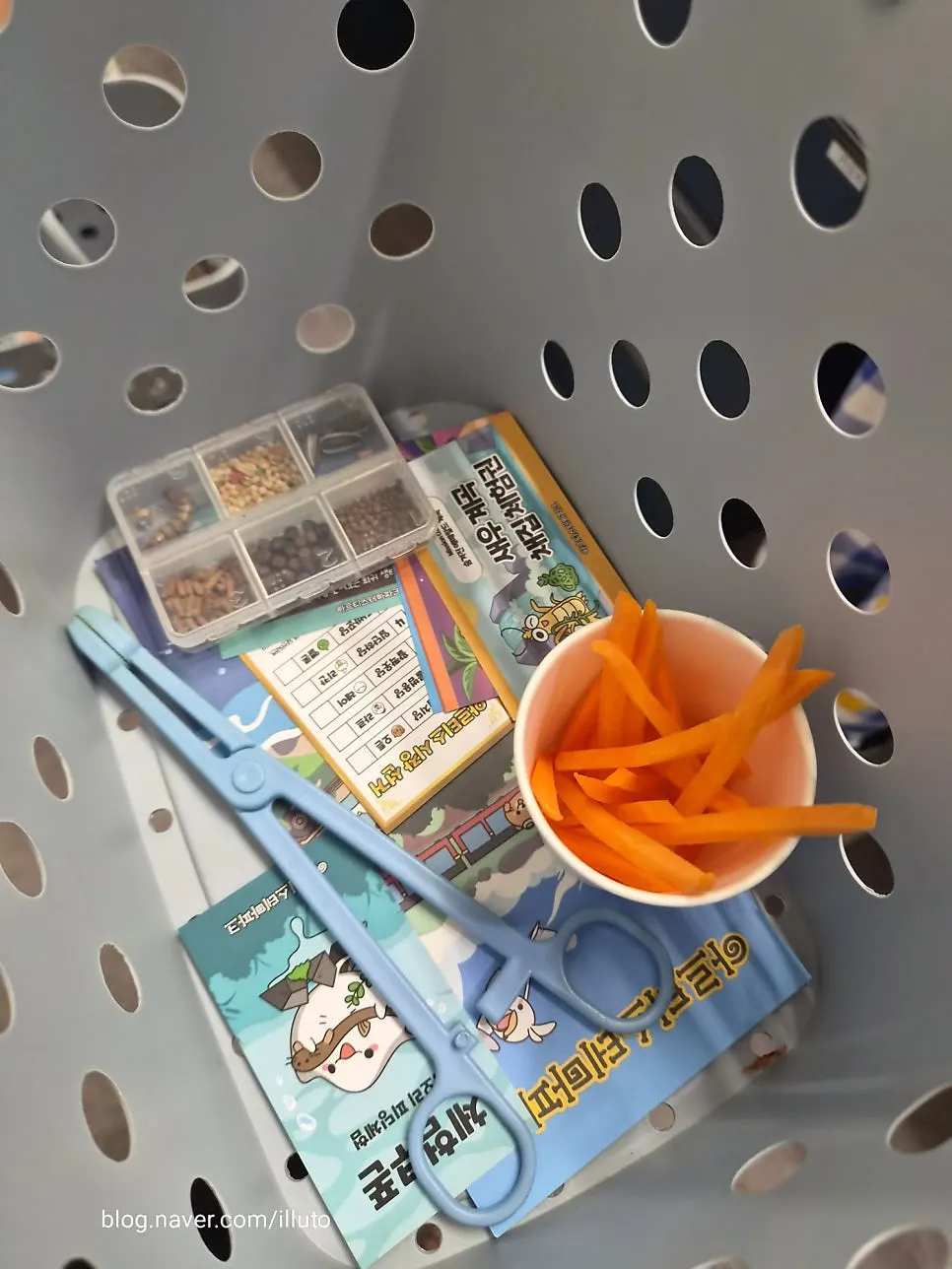 Feeding basket filled with 7 types of food