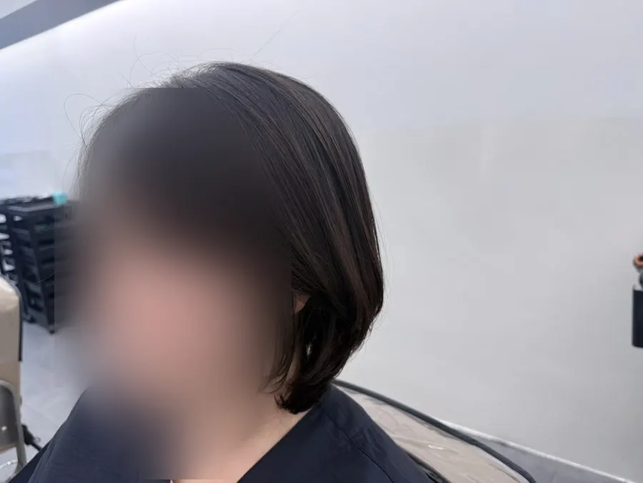 Lighter bob after the wind perm was finished