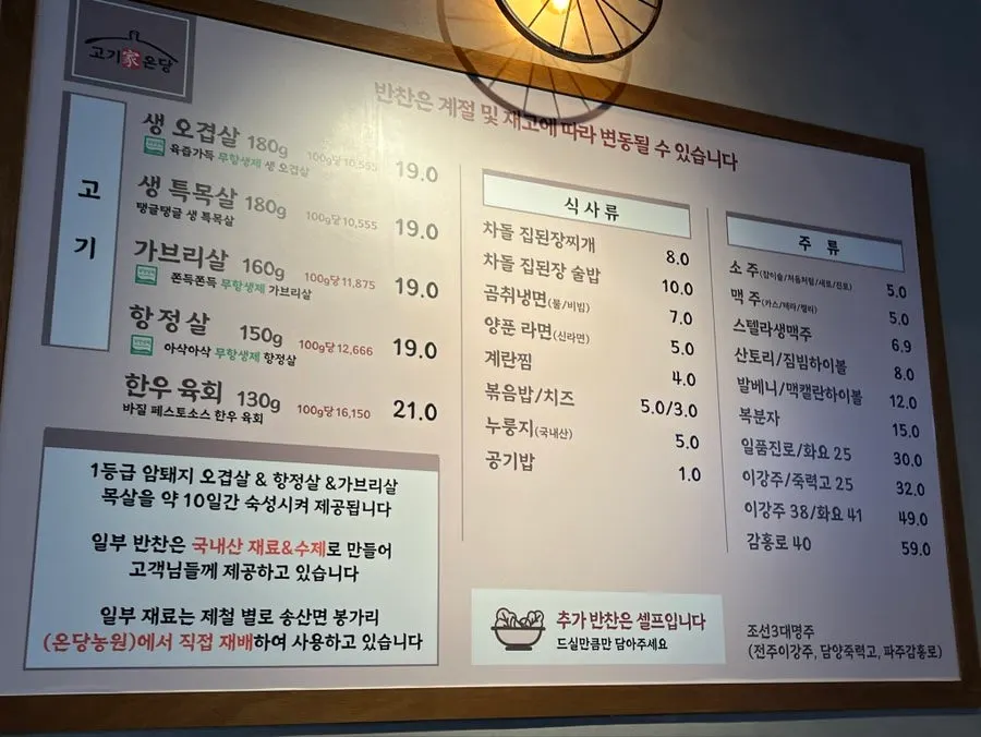 노릇하게 구워진 두툼한 삼겹살