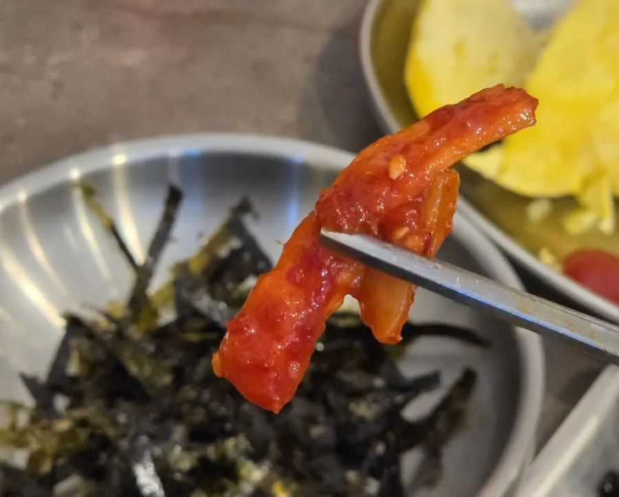 Crunchy dried radish strip side dish