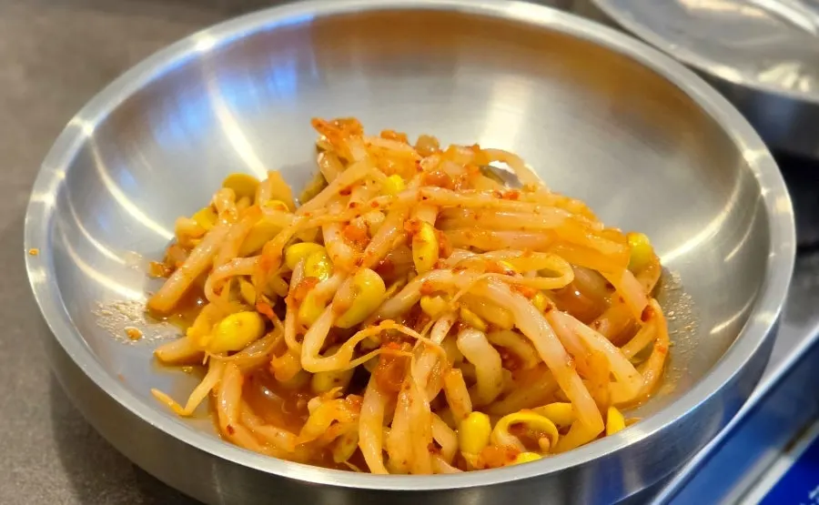 Seasoned bean sprouts from the self-serve banchan corner